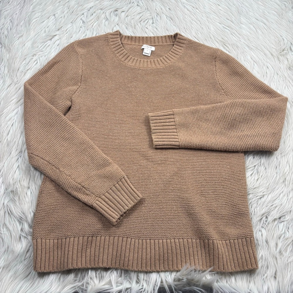 J.Crew Women's S Camel Tan Cotton Crew Sweater Preppy Old Money Heritage‎